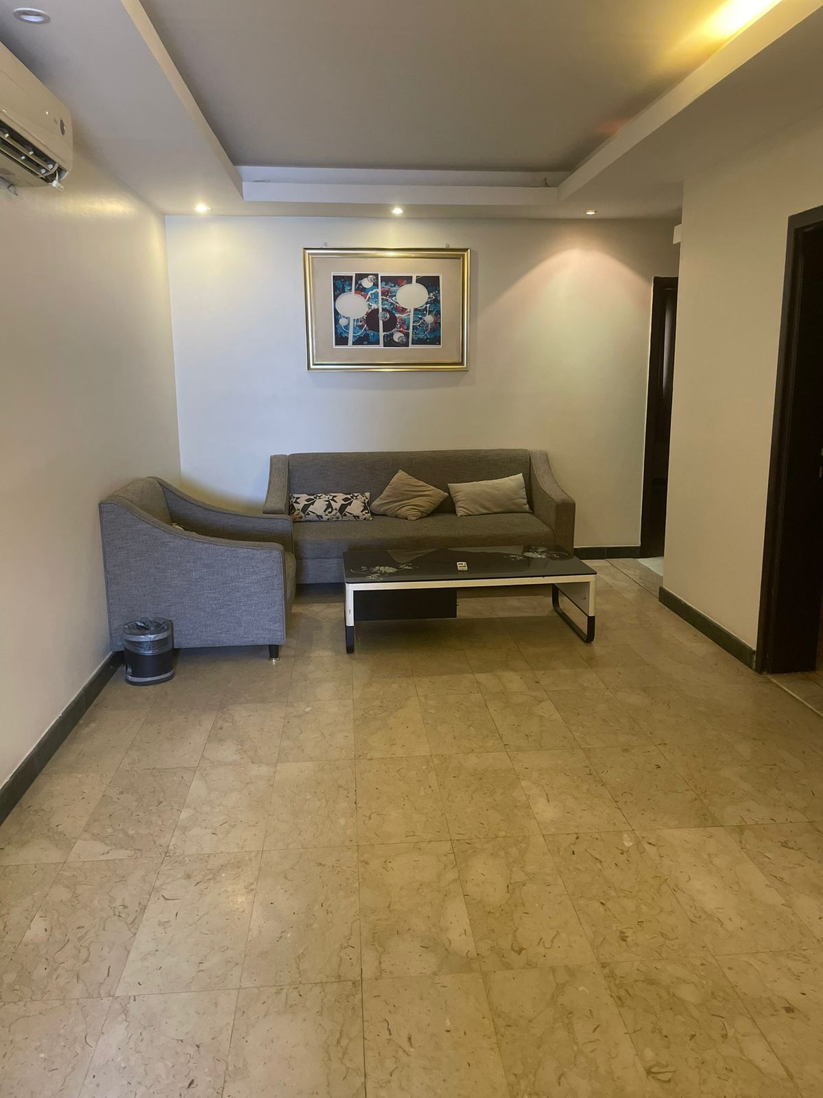 Two rooms, a hall, a bathroom and a kitchen